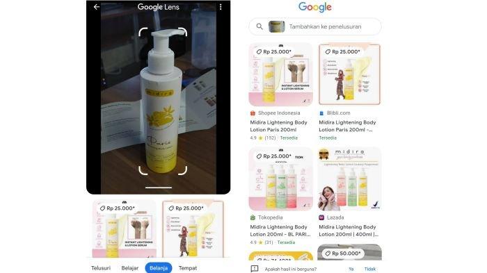 Ilustrasi Google Lens dipakai untuk mencari informasi sebuah produk