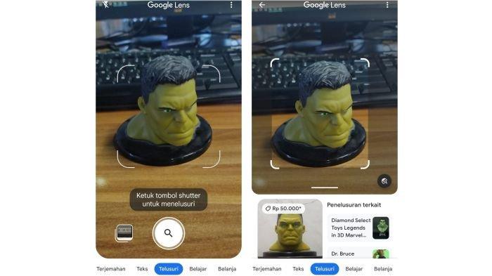 Ilustrasi pemakaian Google Lens untuk menelusuri sebuah objek atau benda