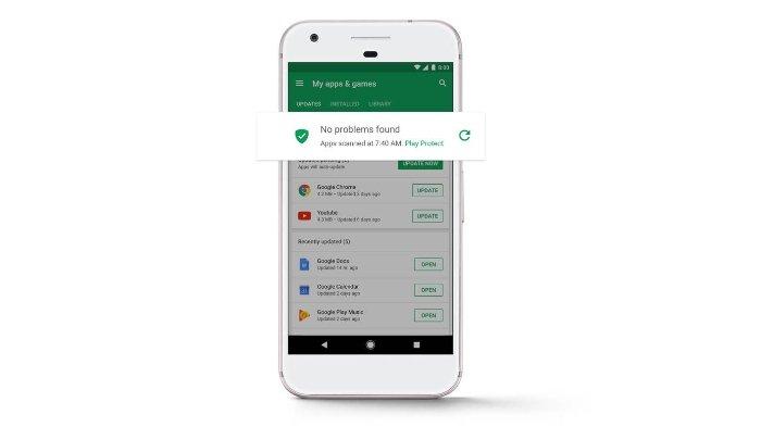 Ilustrasi pemakaian layanan Google Play Protect