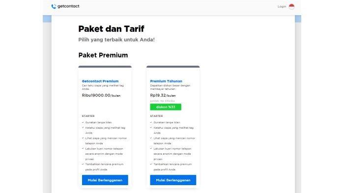 Harga Getcontact Premium per bulan