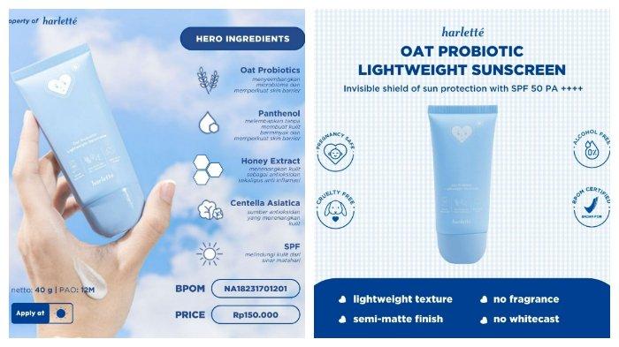 Harlette Oat Probiotic Lightweight Sunscreen SPF 50 PA++++