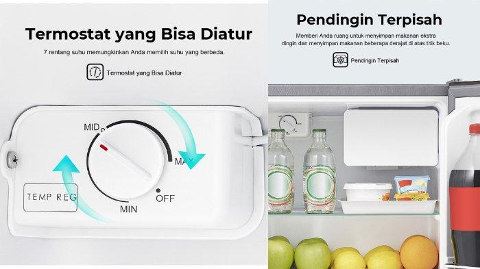 Hisense Kulkas Mini Bar 42L RR58D4IGN dengan 7 temperatur yang bisa diatur secara mudah.