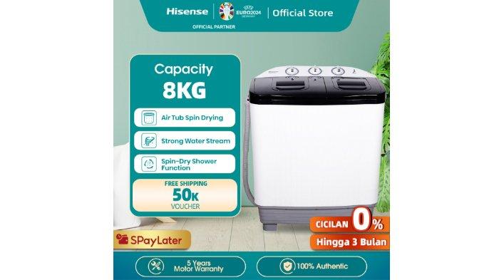 Hisense Mesin Cuci 2 Tabung Top Loading 8 KG WSAK8011UB