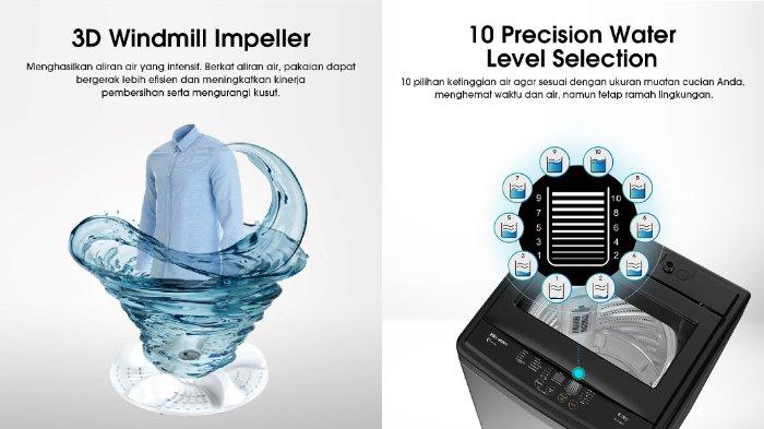 Hisense Mesin Cuci Top Loading WTAG803T mampu membersihkan sekaligus menghilangkan kusut pada pakaian