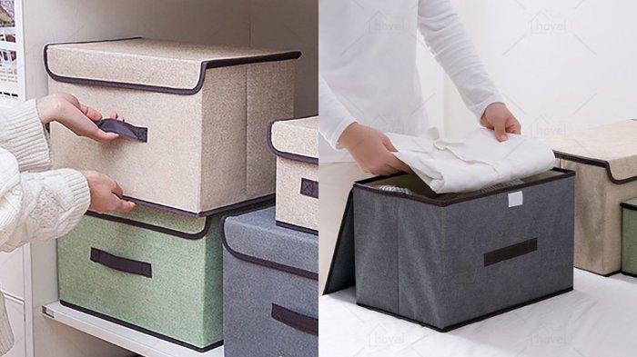 HOVELSHOP Tempat Penyimpanan Mainan Baju Storage Box Organizer 2in1 Foldable Serbaguna