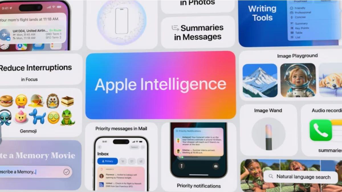 Ilustrasi rangkaian fitur berbasis kecerdasan buatan di Apple Intelligence