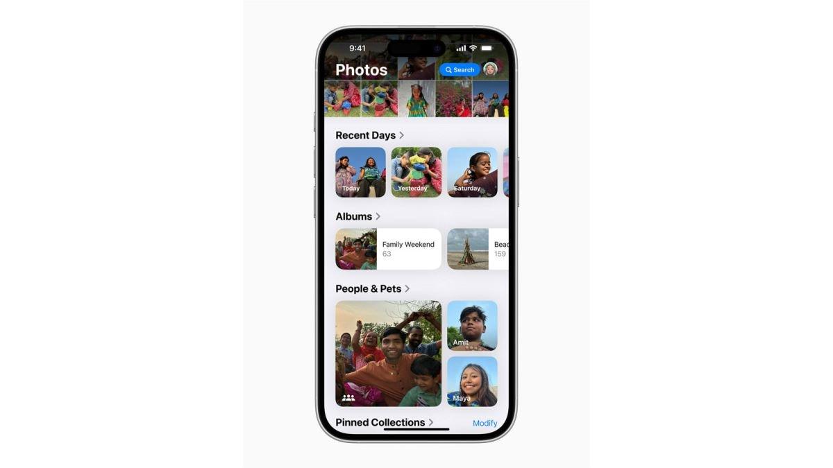 Ilustrasi desain tampilan aplikasi Foto di iOS 18