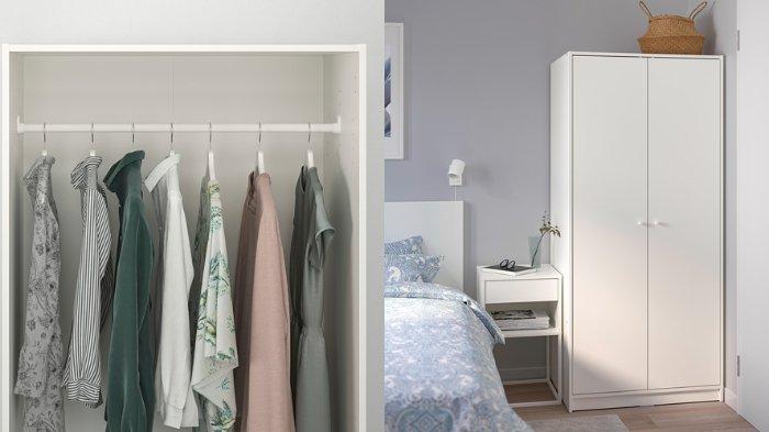 IKEA KLEPPSTAD Lemari Pakaian 2 Pintu  dengan banyak space penyimpanan dan desain yang bisa dipadukan interior ruangan.
