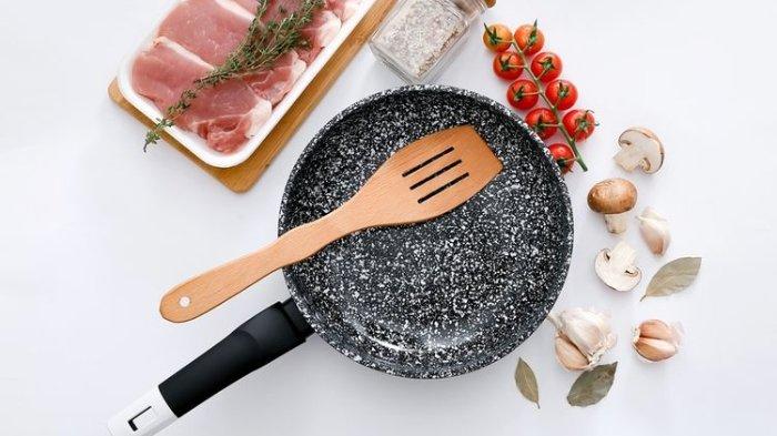 Ilustrasi alat masak berbahan granit yang terbuat dari material berkualitas dan aman digunakan.