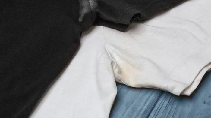 Ilustrasi bagian ketiak baju yang menguning karena bau keringat yang cukup menyengat di permukaannya.