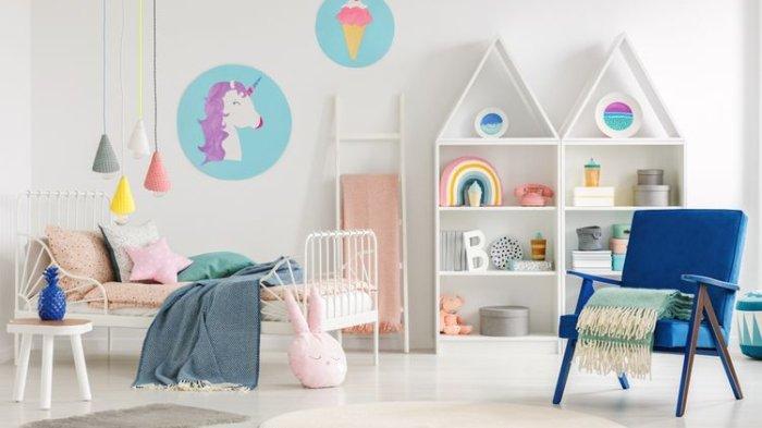 ilustrasi kamar anak dengan cat dinding warna putih