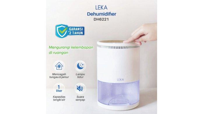 Ilustrasi LEKA DH6221 Dehumidifier dengan berbagai keunggulan yang dimiliki.