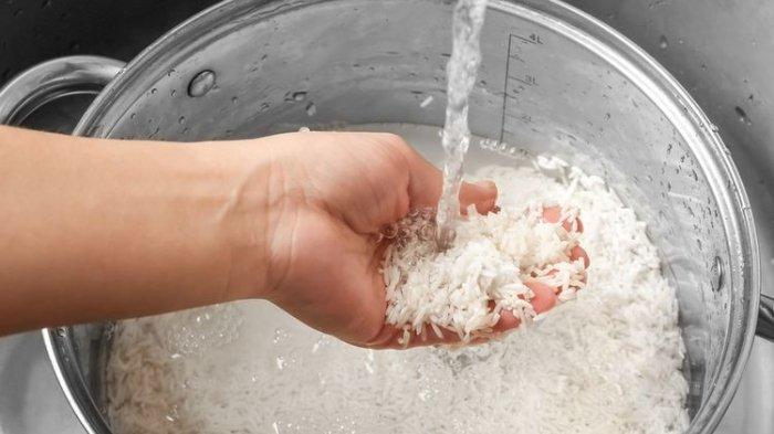 Ilustrasi mencuci beras sebelum dimasak, pastikan sudah sesuai dengan kebutuhan atau banyaknya orang yang akan mengonsumsi