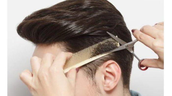 ilustrasi mencukur rambut pria secara rutin.