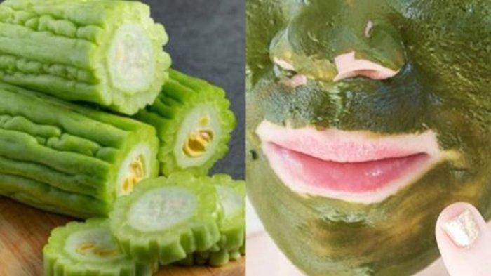 Ilustrasi mengaplikasikan masker pare.