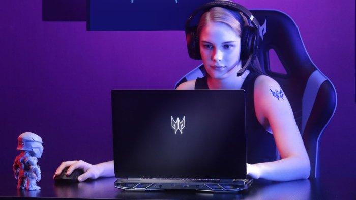 Ilustrasi pengguna laptop sedang mengatur setelan performa dan pendinginan perangkat