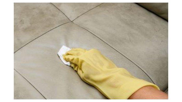 Ilustrasi pembersihkan sofa kulit dengan minyak kelapa.