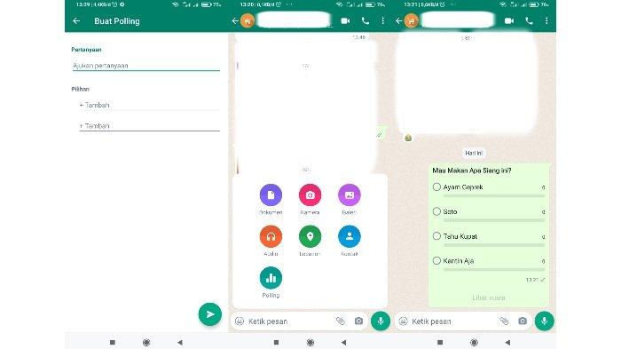 Ilustrasi pembuatan Polling di ruang obrolan WhatsApp
