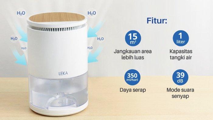 Ilustrasi penggunaan LEKA DH6221 Dehumidifier untuk menyerap kelembapan berlebih.
