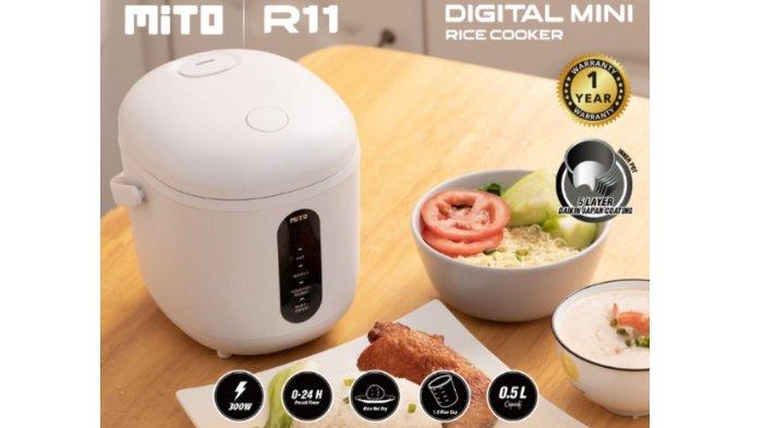Ilustrasi penggunaan MITO Rice Cooker Mini Digital R11 berkapasitas 0.5 liter untuk olah nasi dan beragam hidangan lezat di ruangan mungil