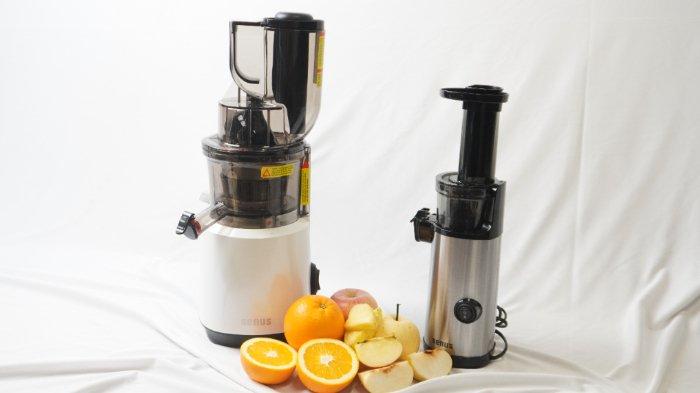 Ilustrasi penggunaan Senus Mini Slow Juicer dan Senus Slow Juicer Pro.