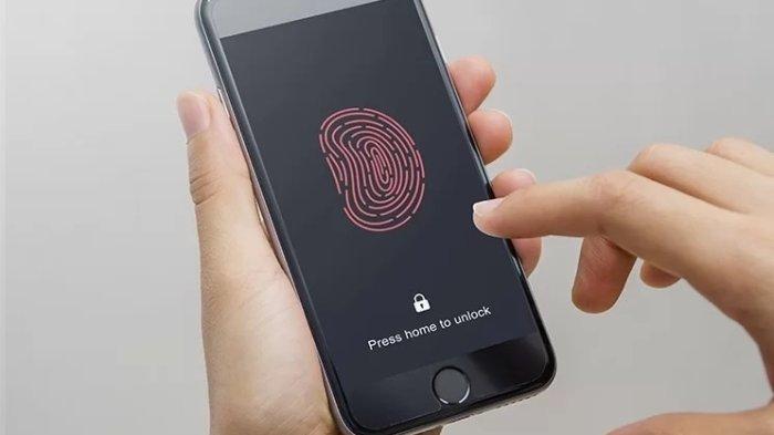 Ilustrasi pemakaian sensor sidik jari di HP untuk memperkuat sistem keamanan