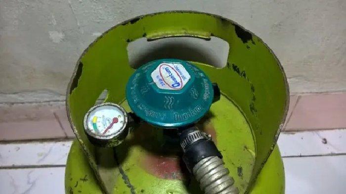 Ilustrasi regulator yang sudah terpasang dengan benar pada tabung gas
