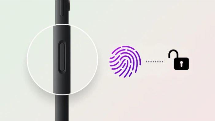 Ilustrasi pemakaian sensor fingerprint di sisi samping HP