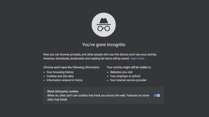 Ilustrasi Incognito Mode atau Mode Penyamaran
