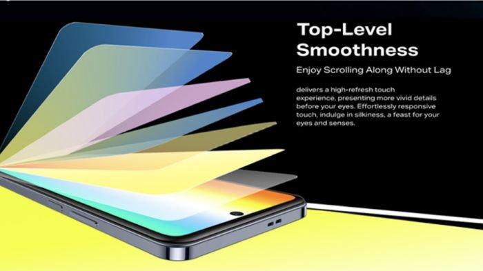 Ilustrasi layar Infinix HOT 40 Pro, ukurannya lega yakni 6,78 inch dengan dukungan resolusi Full HD Plus dan refresh rate 120 Hz.