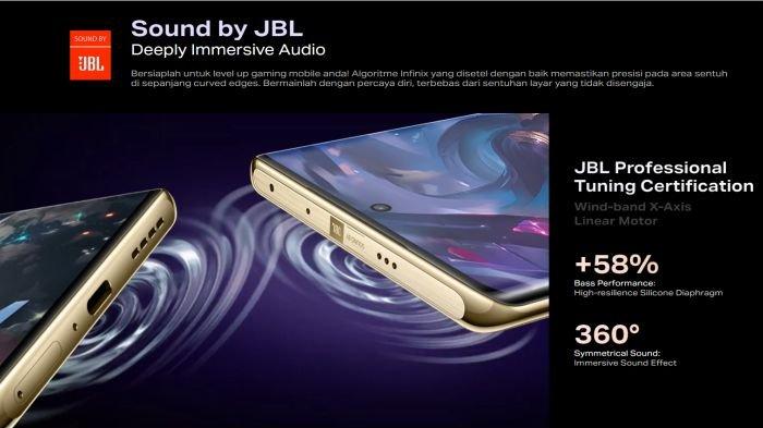 Infinix NOTE 40 Pro didukung dual speaker stereo tuning by JBL Audio