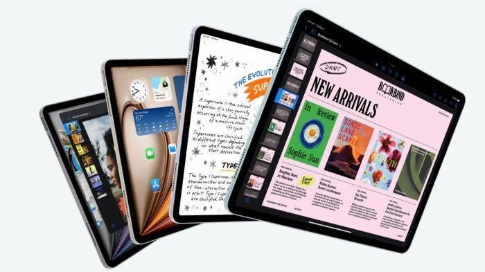 Ilustrasi tampilan iPadOS di perangkat iPad Air