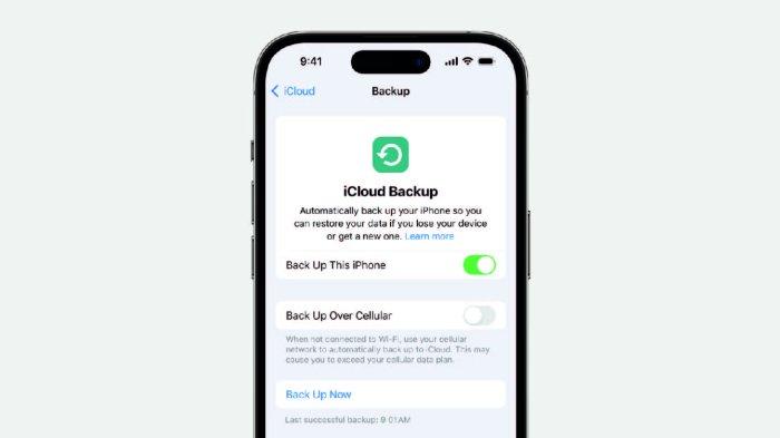 Ilustrasi backup data iPhone dengan iCloud.