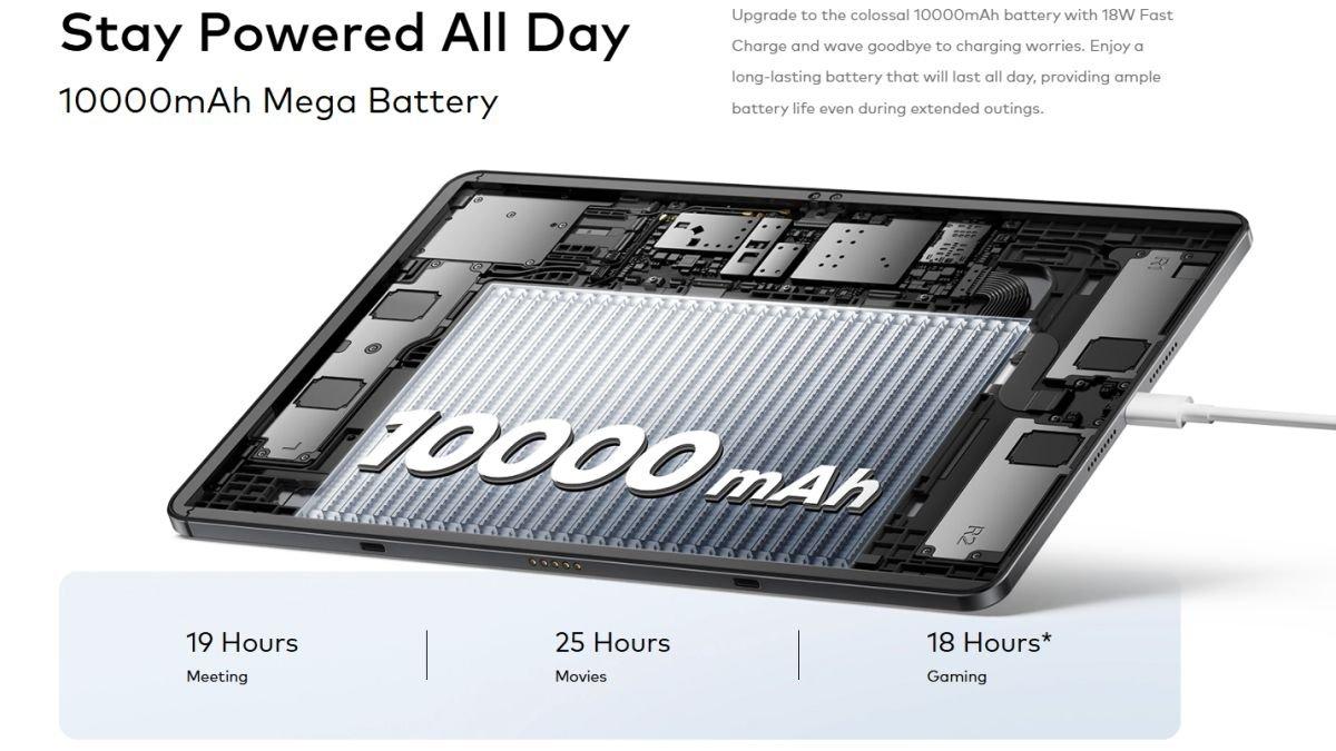 Ilustrasi itel VistaTab 30 Pro yang didukung baterai gede, kapasitasnya 10.000 mAh