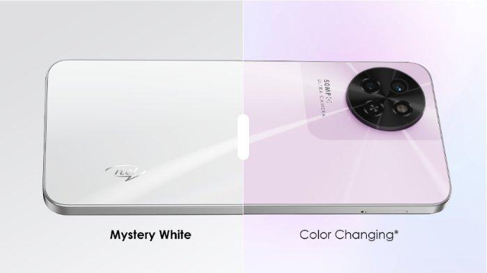 Ilustrasi perubahan warna pada itel S23 varian Mystery White