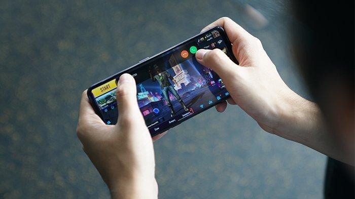 Ilustrasi hp dengan RAM dan memori internal besar untuk bermain game berat.