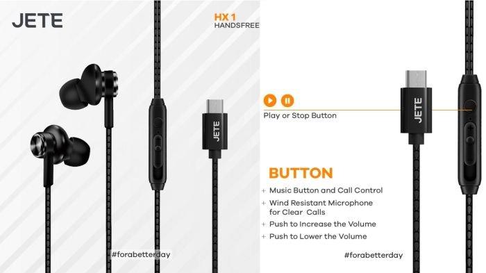 Earphone JETE HX1 hadir dengan USB Type-C dan tombol multifungsi
