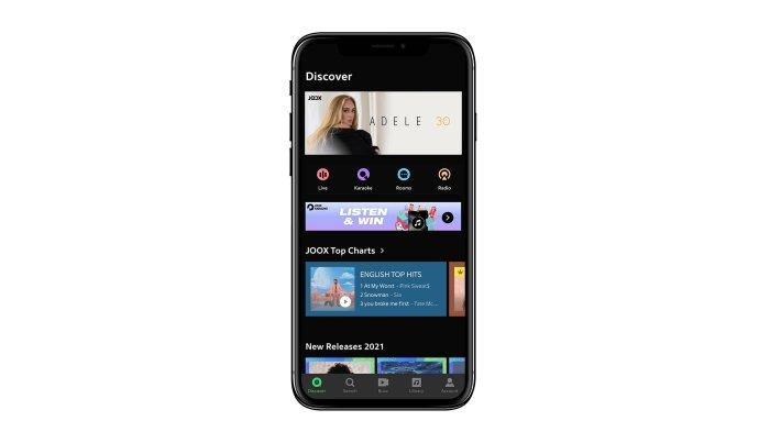 Ilustrasi tampilan JOOX Music di HP
