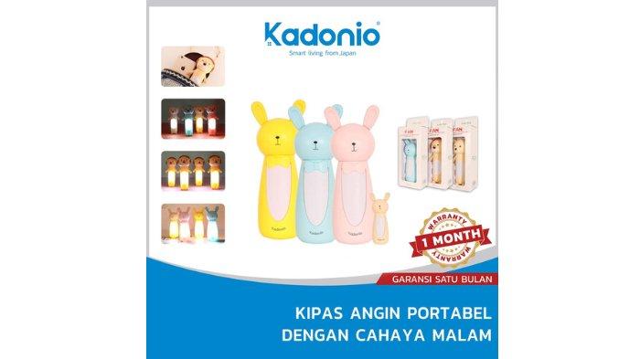 Kadonio Kipas Angin Portabel Mini Karakterdengan karakter animal gemas dan fungsi lampu.