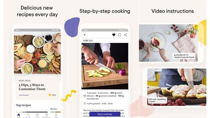 Ilustrasi aplikasi resep masakan Kitchen Stories