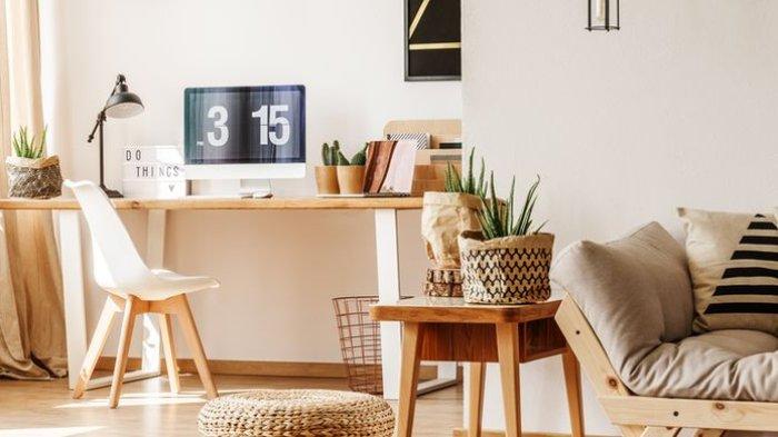 Ilustrasi furniture kursi kayu yang ada di rumah.