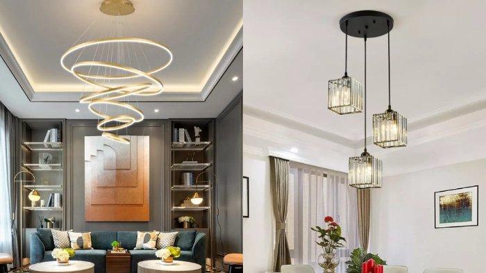 Tambahkan lampu gantung untuk menambah kesan mewah pada ruang tamu