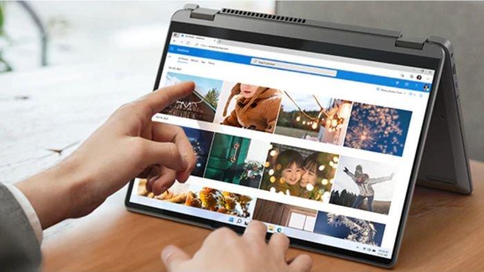 Ilustrasi laptop 2-in-1 dalam mode tablet