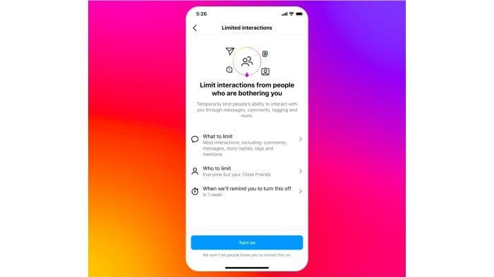 Ilustrasi mengaktifkan fitur Limit Interactions di Instagram