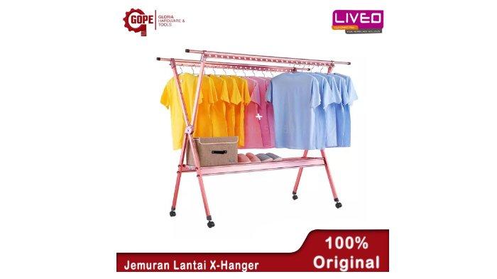 LIVEO Jemuran Lantai Double Pole X-Hanger LV-798 