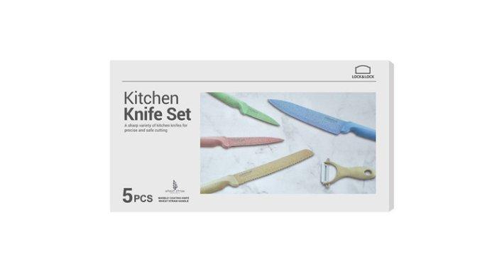 LocknLock Exclusive Cookplus 5P Knife Set  dengan handle PP nyaman dan berkualitas.