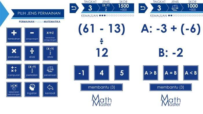 Salah satu game matematika di HP Android, Math Master