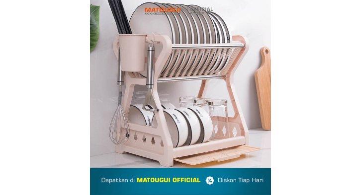 MATOUGUI Rak Piring Dapur 2 Susun terbuat dari material berkualitas dan muat banyak.