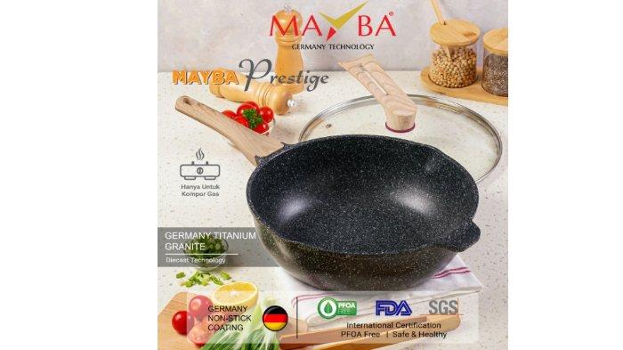MAYBA Prestige Wok Pan 30 Cm dirancang dengan Germany titanium granite.