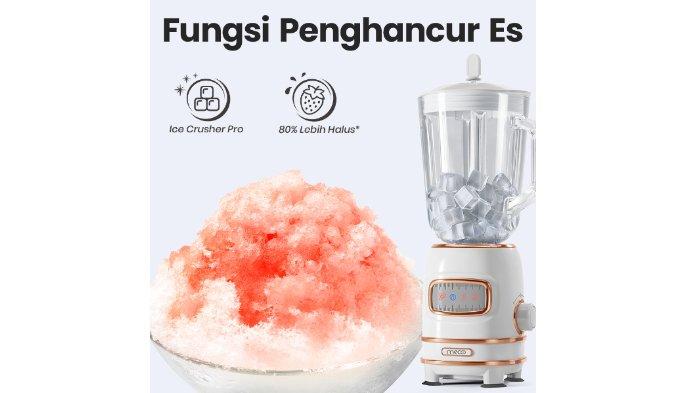 Mecoo Most Aesthetic 4in1 Ice Crusher Blender dengan fungsi penghancur es.